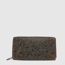 Portefeuille long double avec motifs embossés en cuir - H.U.N.T