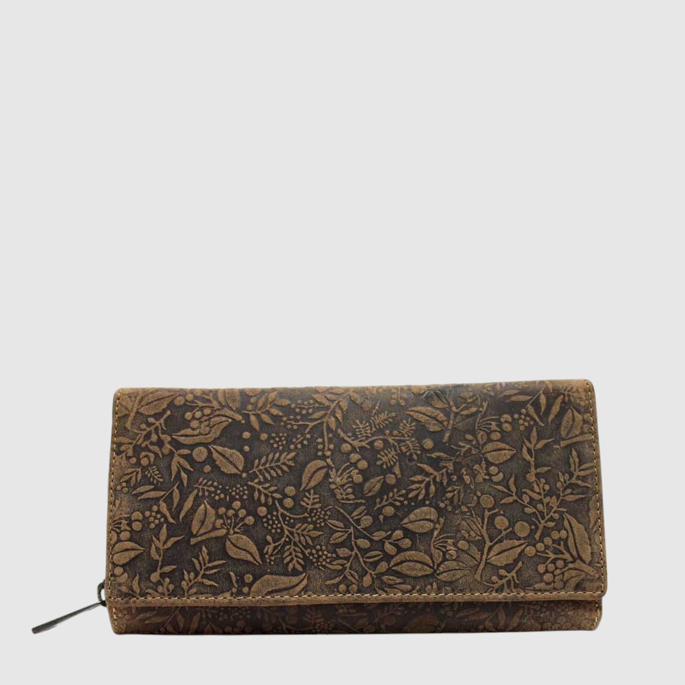 [133-7021-151] P-M CUIR EMBOSS FLEURS LONG