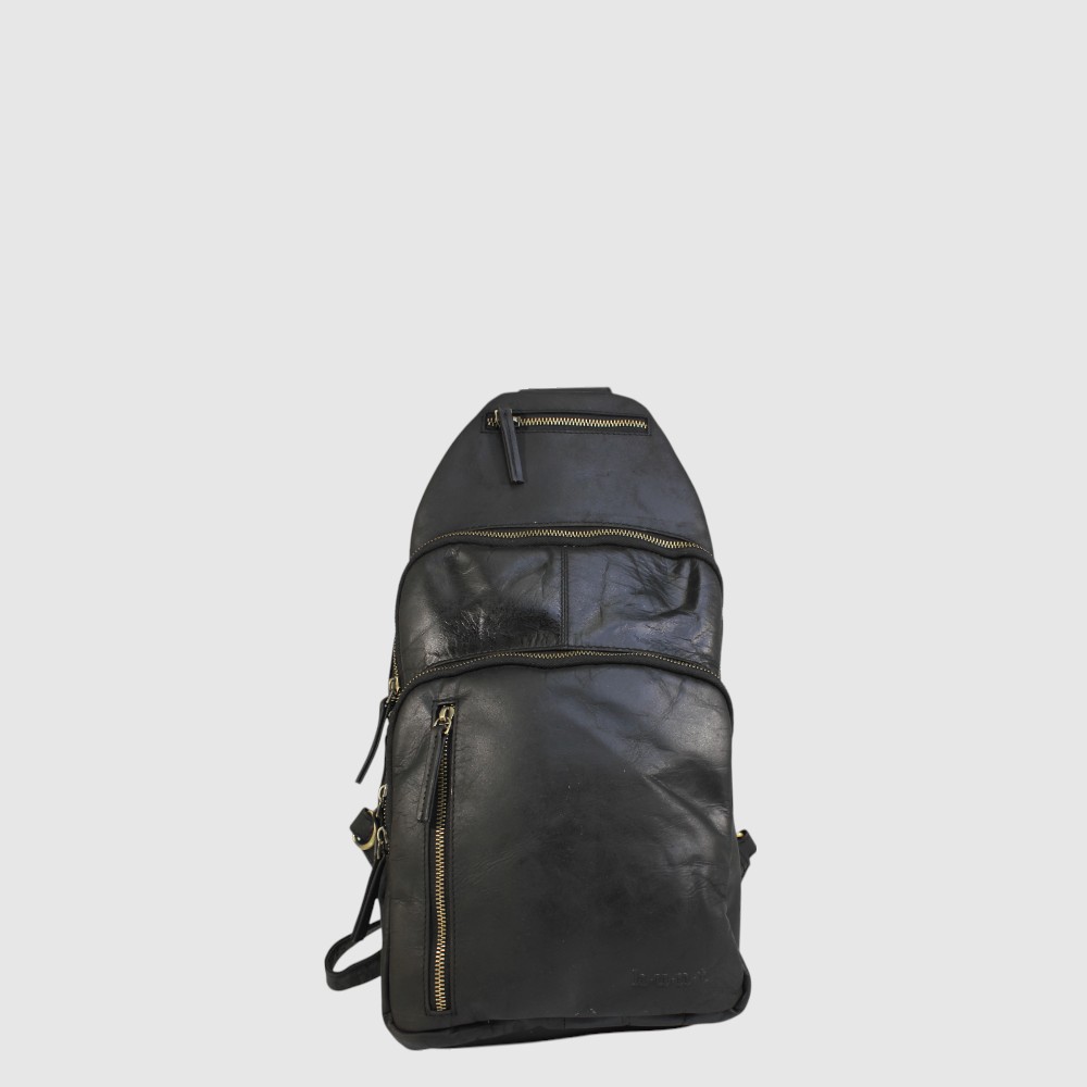 [133-HU589802-80] SAC MONOSANGLE CUIR HUNT (NOIR)