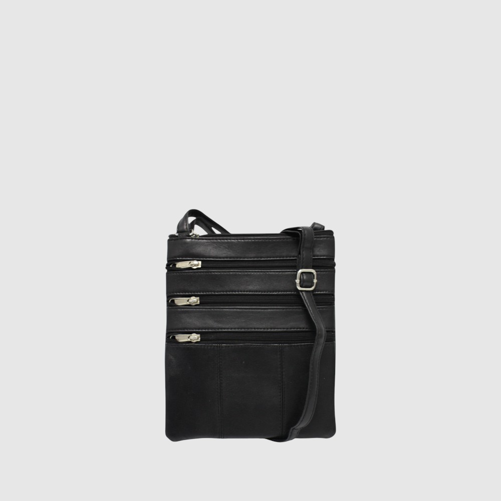 Sac à main en cuir patch avec 4 fermetures éclair – Moriati