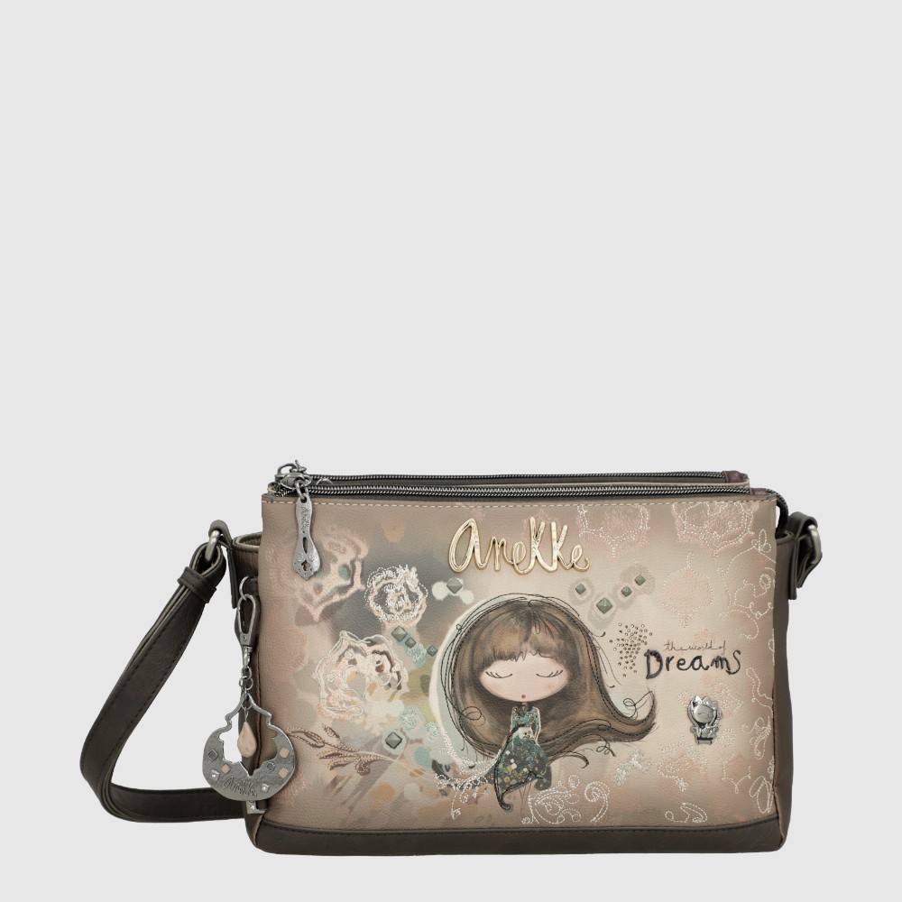 [150-41703-184-243] Sac à main double compartiment avec bandoulière ajustable – Collection REAL – Anekke