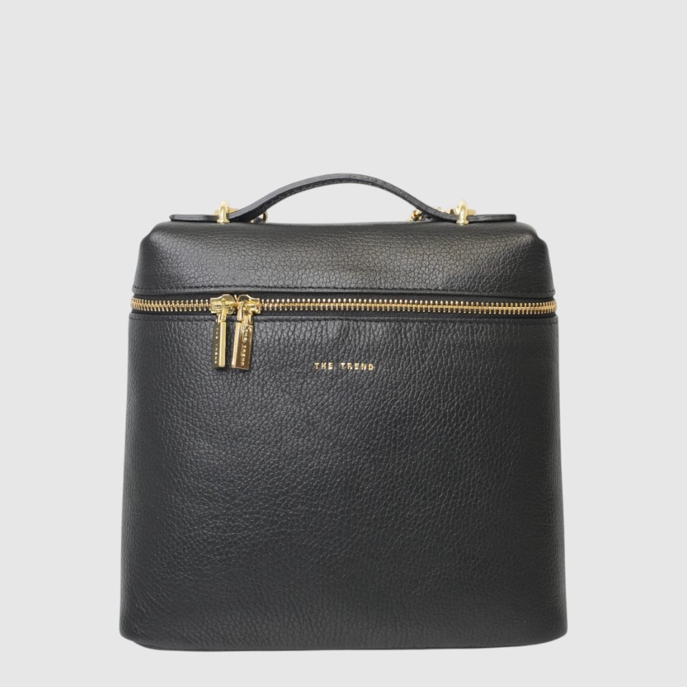 [155-130886-80] AGERATO - Sac à dos en cuir - The Trend (NOIR)