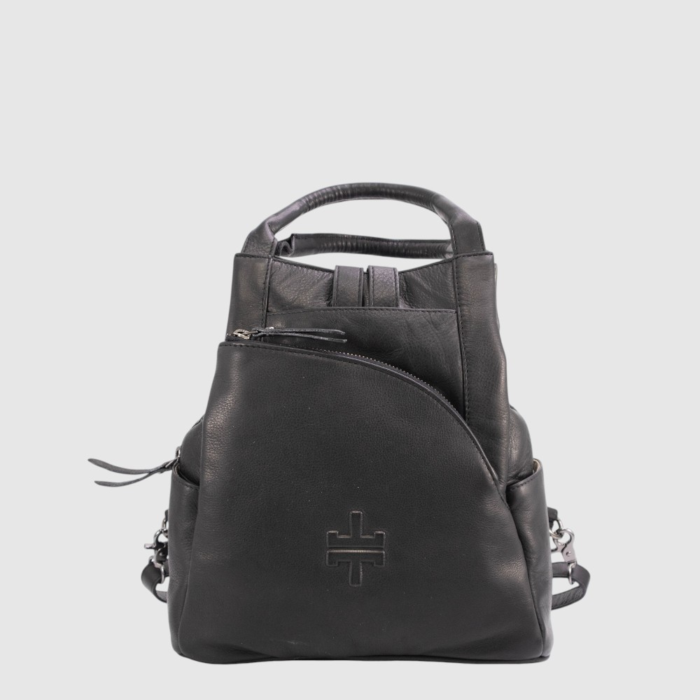 [155-4350327-80] LOGLIO - Sac à dos convertible (sac à main) en cuir - The Trend (NOIR)