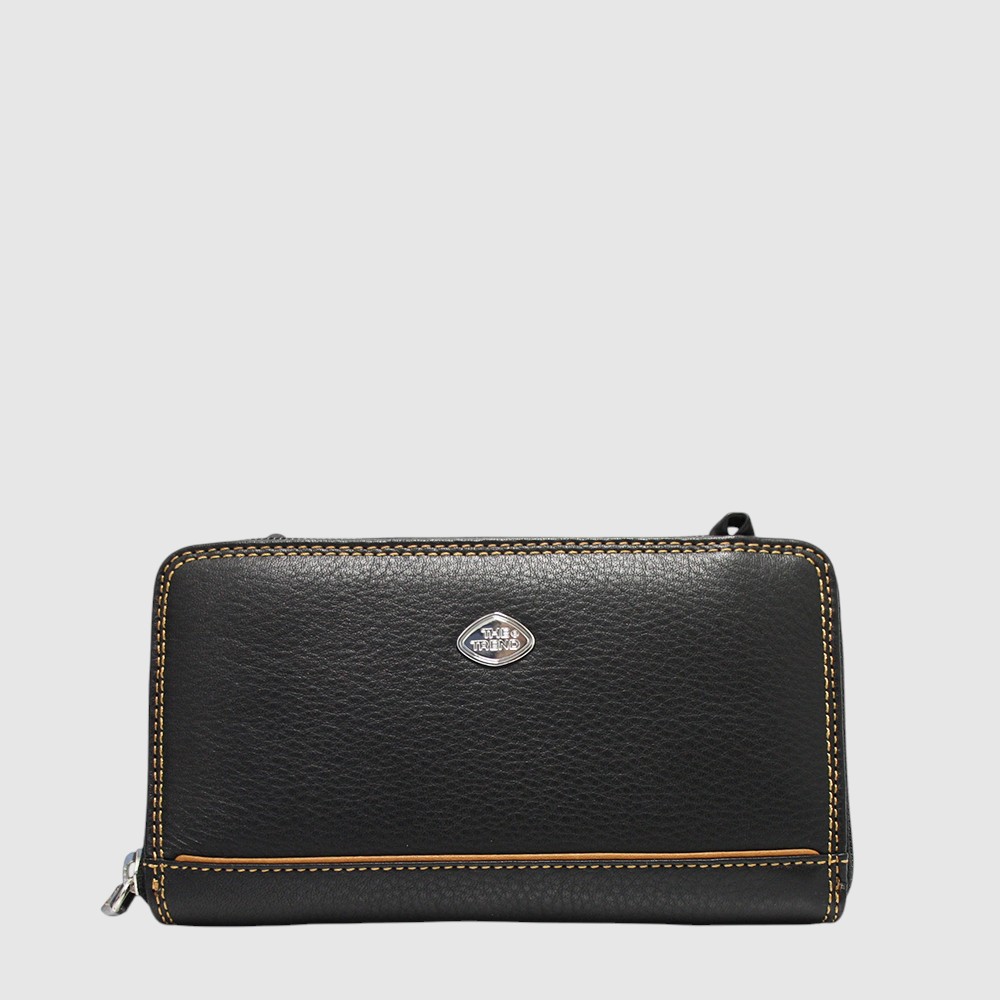 Portefeuille long à bandoulière en cuir RFID - The Trend