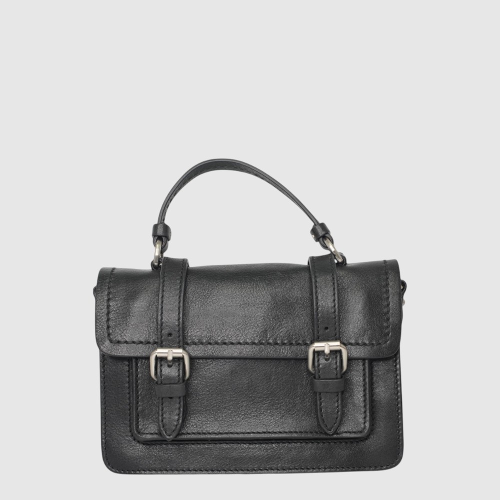 [155-9440557-80] ZIZZANIA - Sac à main en cuir avec rabat et poignée - The Trend (NOIR)
