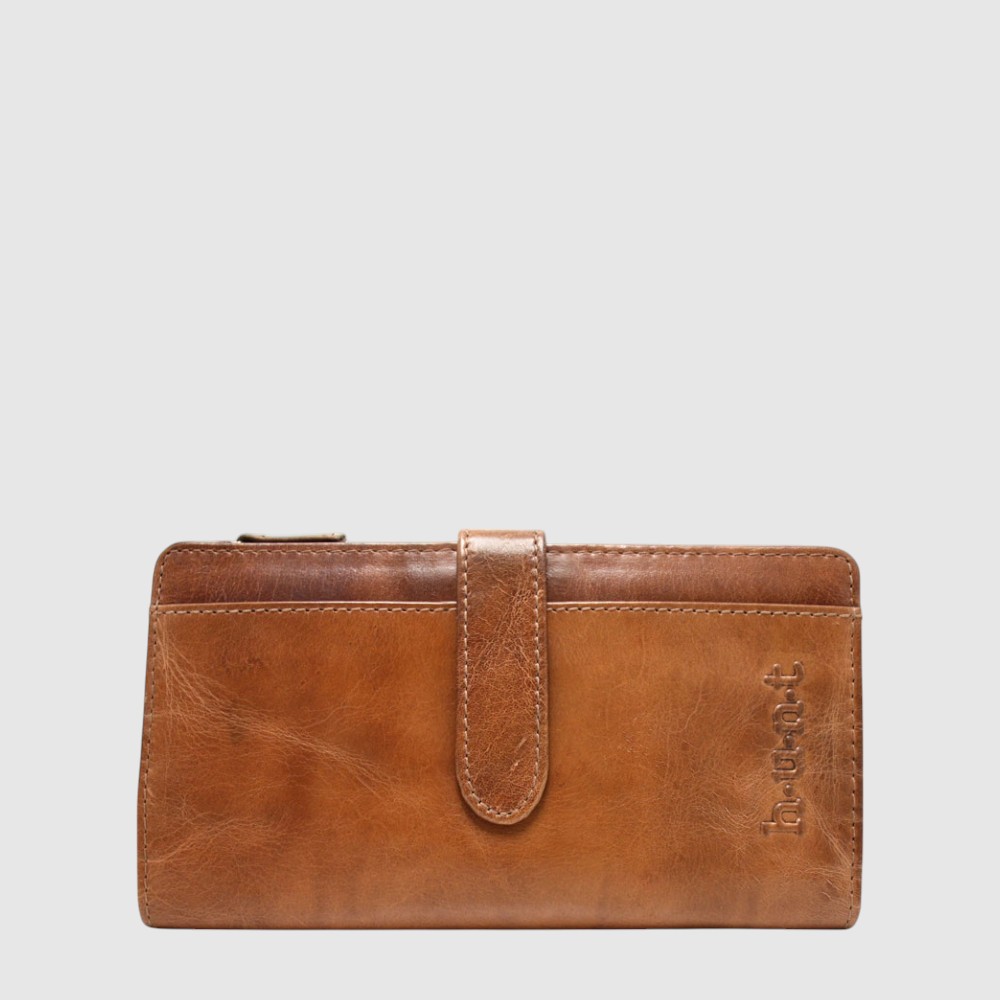 Portefeuille long en cuir RFID avec volet central – H.U.N.T