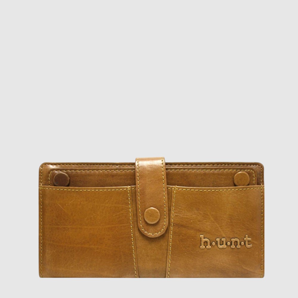 Portefeuille long en cuir RFID avec porte-cartes amovible – H.U.N.T