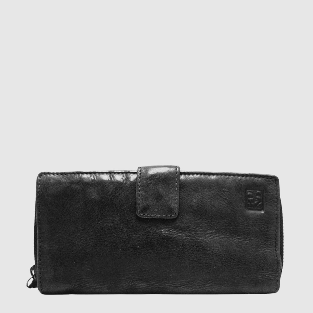 [133-HU228345-80] Portefeuille long en cuir RFID à double compartiment – H.U.N.T (NOIR)