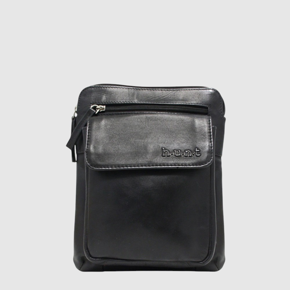 [133-HU538740-80] Petit sac à main en cuir unisexe – H.U.N.T (NOIR)