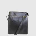 Compact messenger bag in natural leather with flap - H.U.N.T
