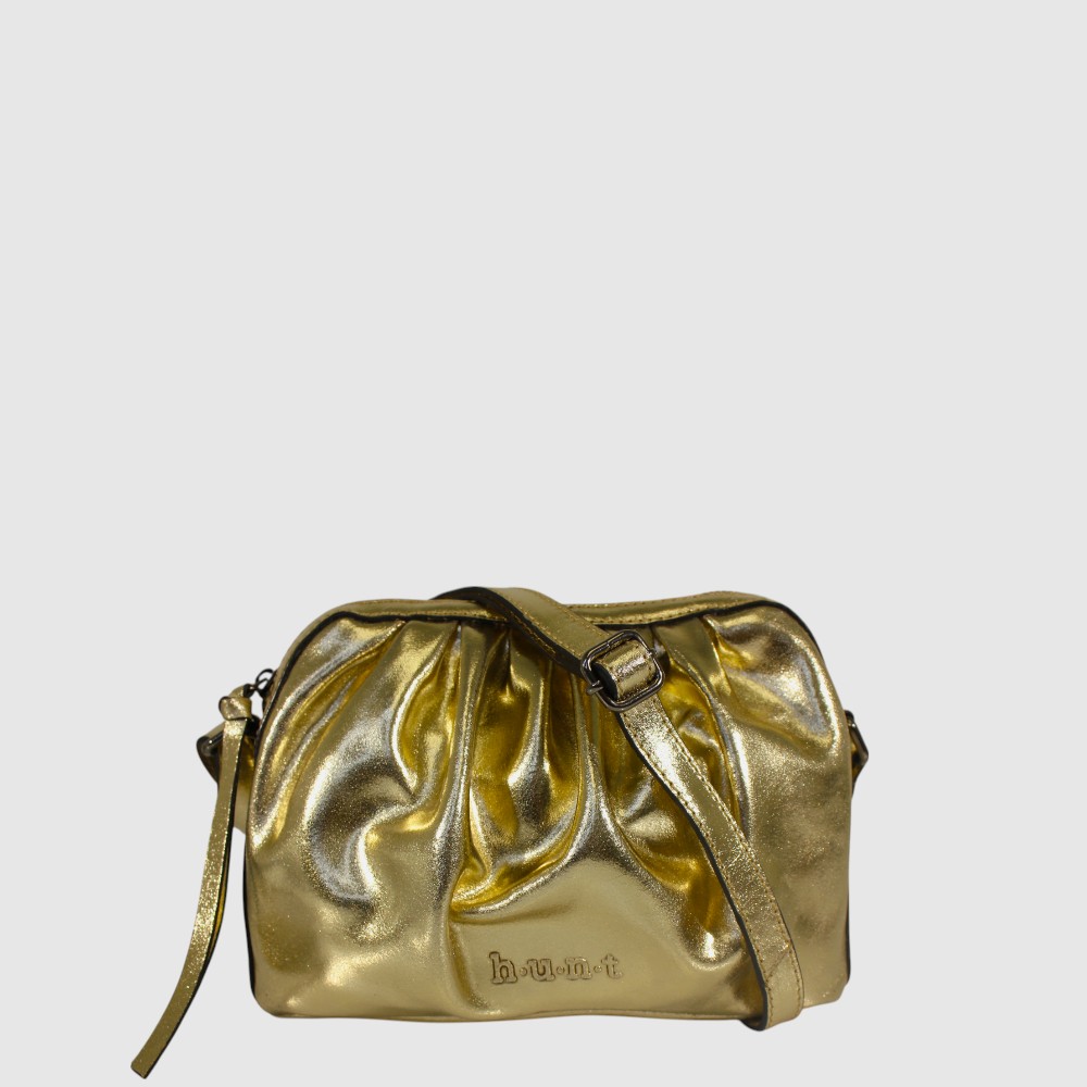 Sac à main de soirée en cuir métallique plissé – H.U.N.T
