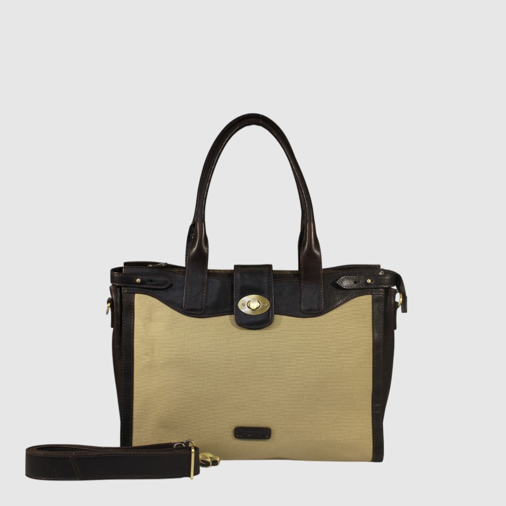 PORTE-DOCUMENT CANEVAS ET CUIR