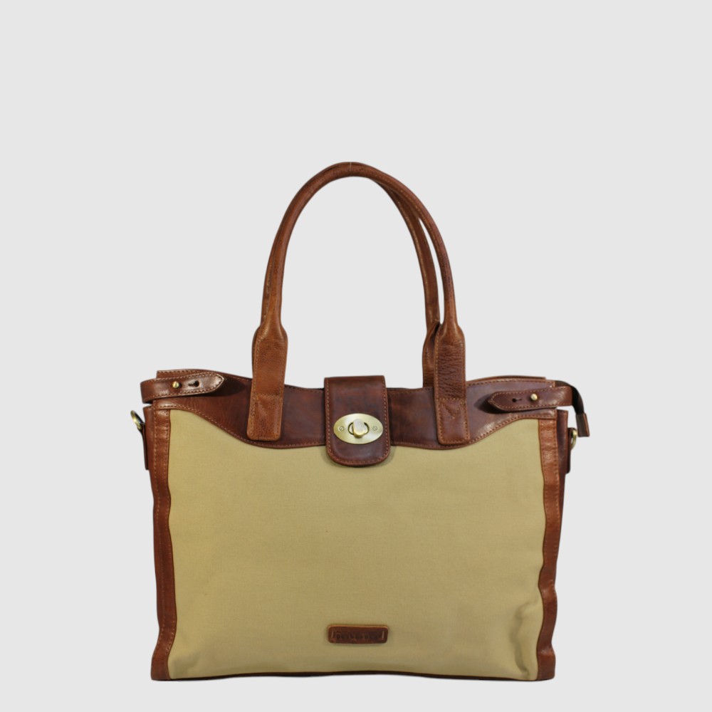Canvas and leather document holder with laptop compartment – ??H.U.N.T