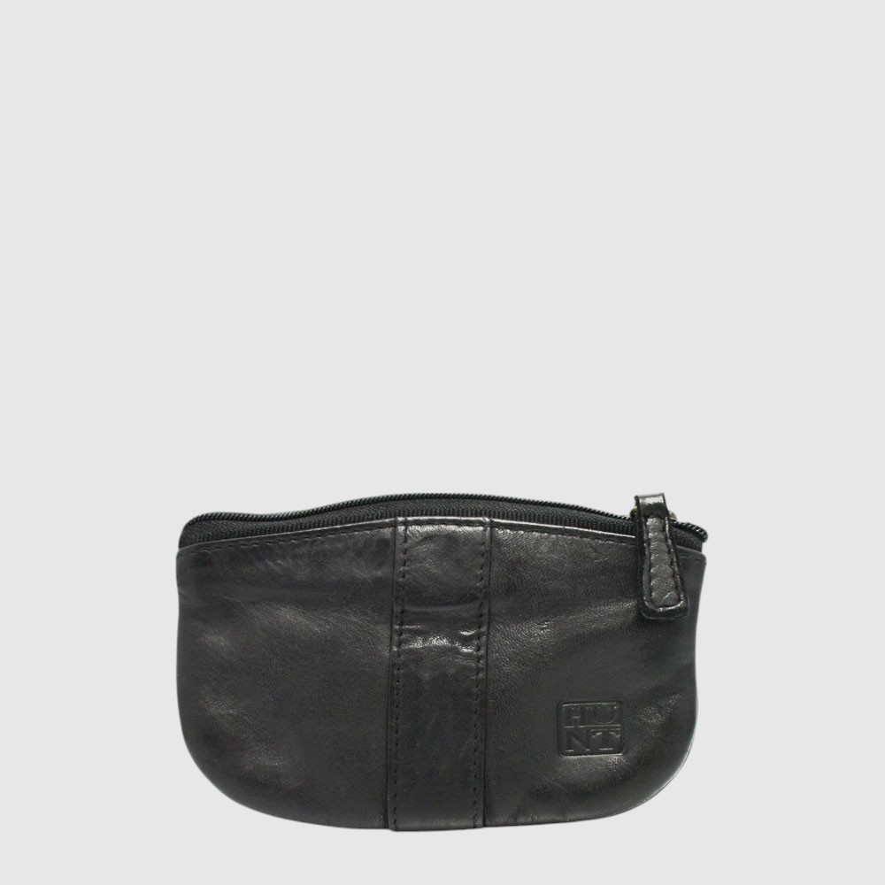 [133-HU602345-80] Porte-monnaie double compartiment en cuir – H.U.N.T (NOIR)