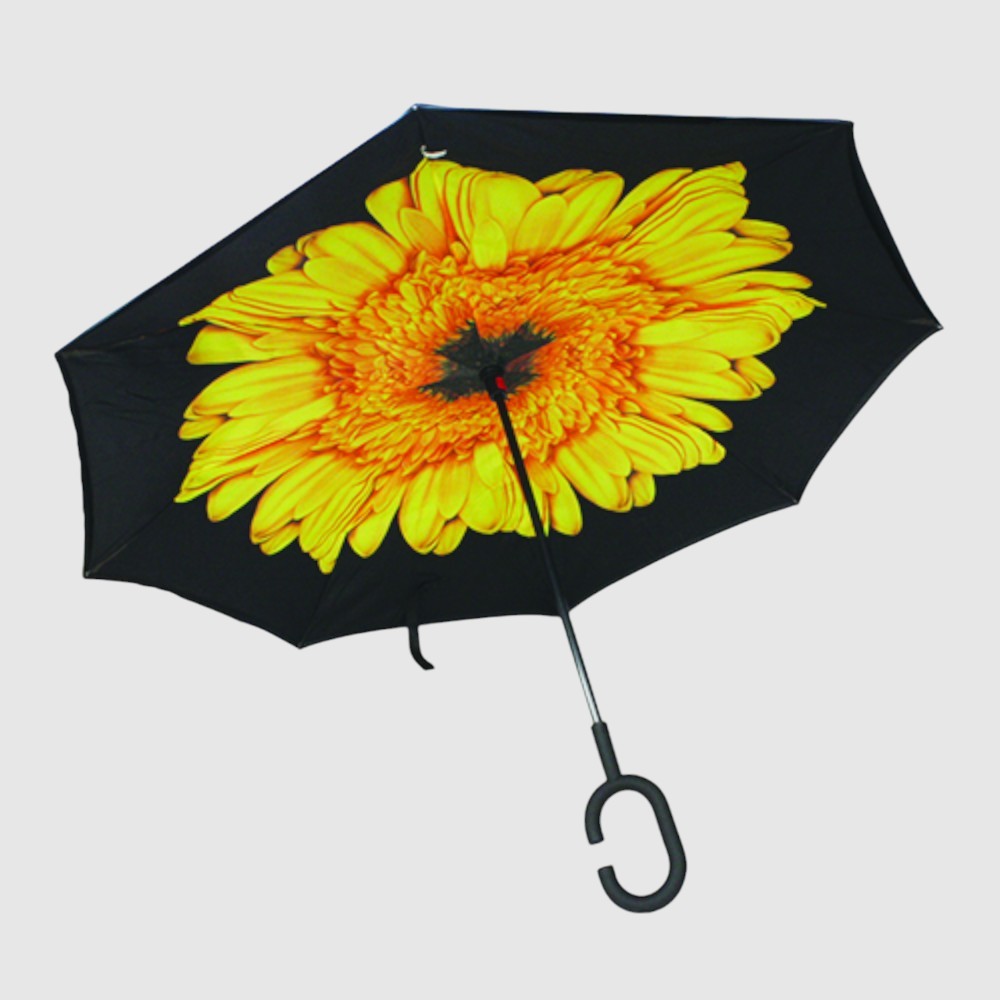 Reversible long umbrella with two canopies and a print - MATTE