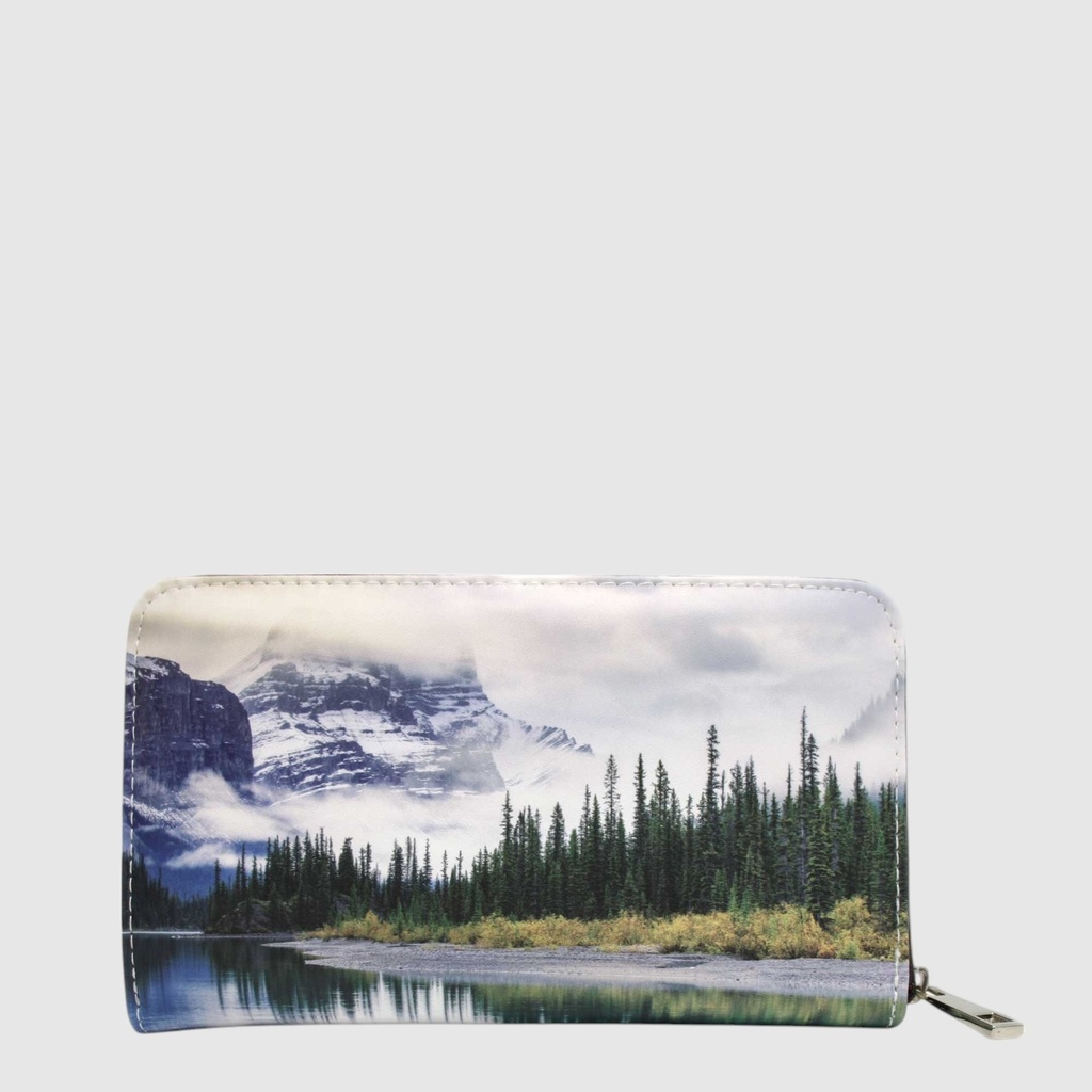 Portefeuille long en cuir végane imprimé paysage – ZAC