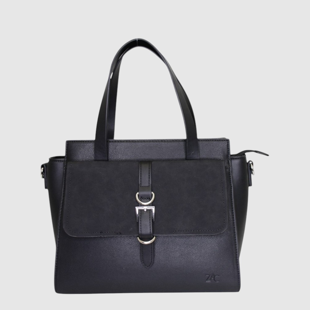 [148-CM28533T-80] FANNY - Sac à main végane double compartiment – ZAC (NOIR)