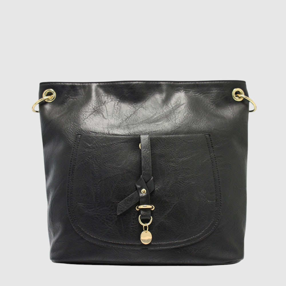 [148-CM28755K-80] ELIE - Sac végane fourre-tout double compartiment – ZAC (NOIR)