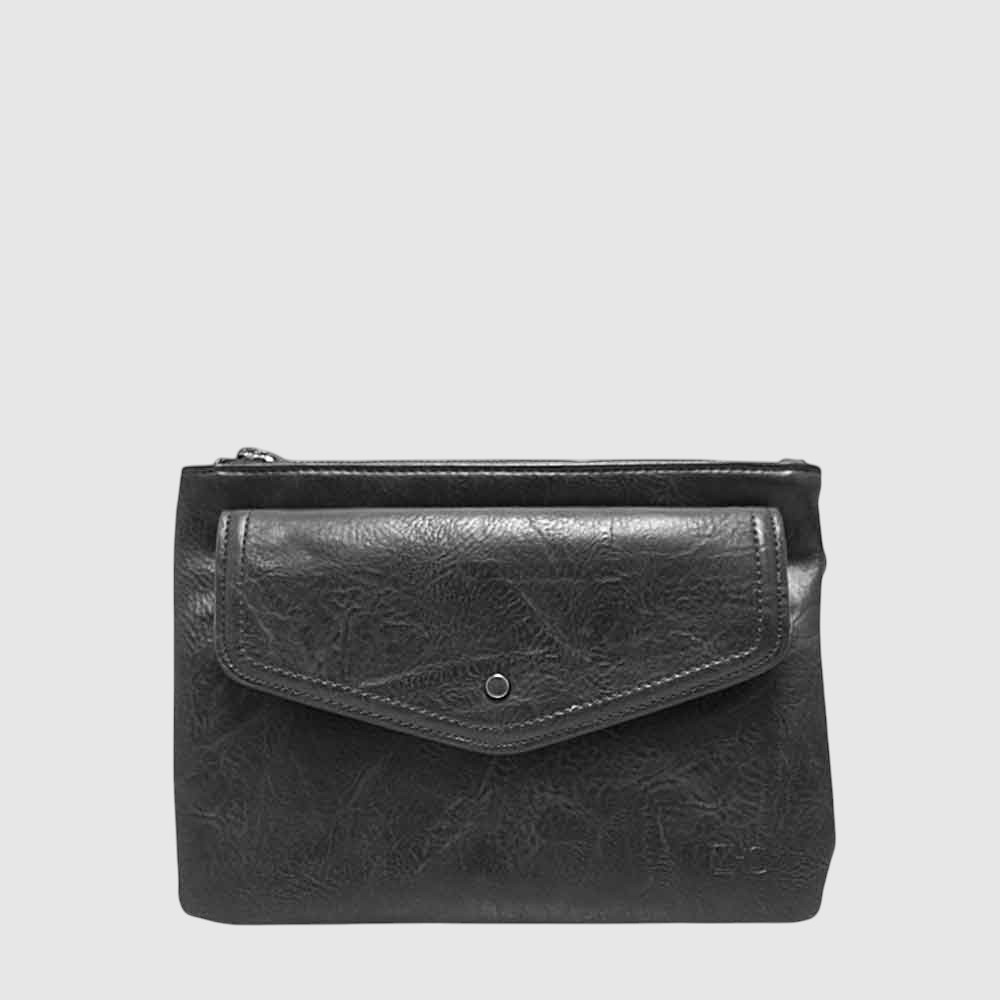 [148-CM29262B-80] Sac à main végane à double compartiment et organisateur – ZAC (NOIR)