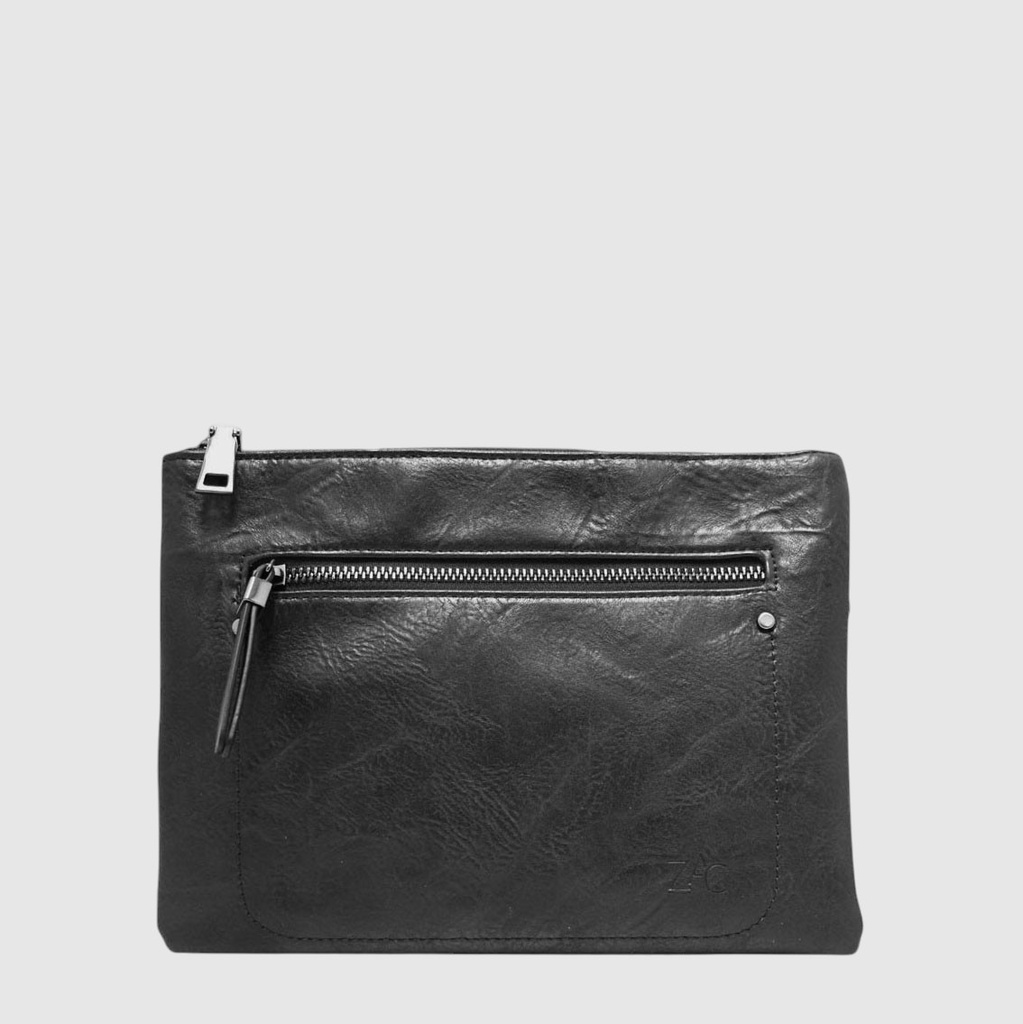 [148-CM29262C-80] JADE - Sac à main végane double compartiment avec organisateur – ZAC (NOIR)