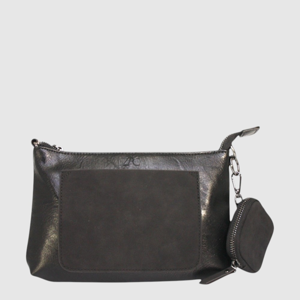 [148-CM29291R-80] BRIGITTE - Sac à main végane avec petite pochette amovible – ZAC (NOIR)
