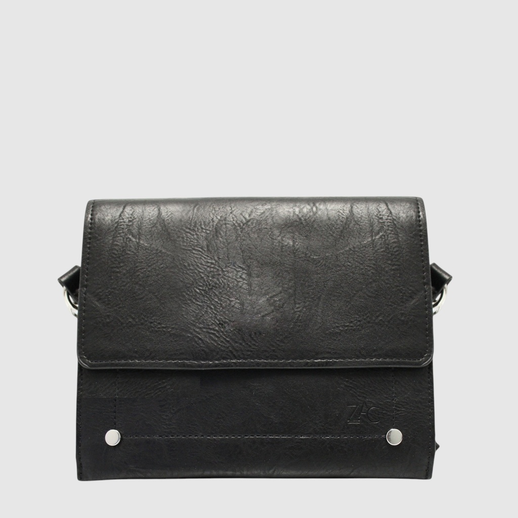 [148-CM32452A-80] Sac à main en cuir végane organisateur – ZAC (NOIR)
