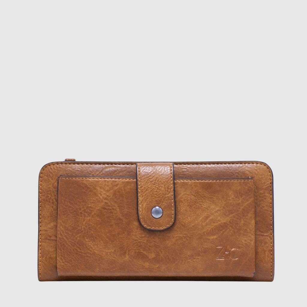 [148-P1318-120] Portefeuille à bandoulière amovible et compartiment cellulaire – ZAC (COGNAC,TABAC)