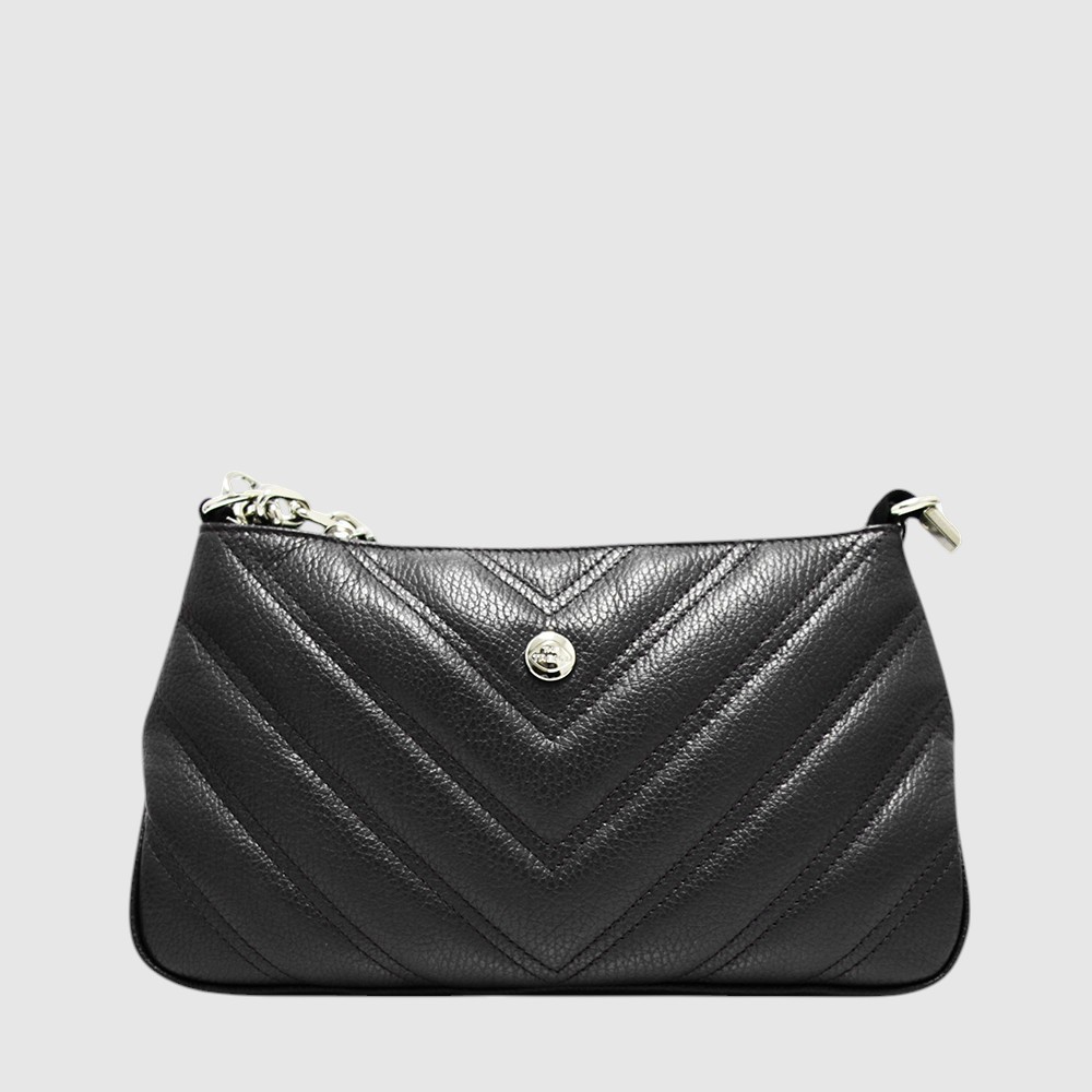 [155-130174-80] NAPOLI - Leather handbag with chain strap – The Trend (NOIR)