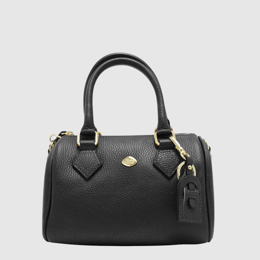 [155-130678-80] CATERINA - Sac à main en cuir avec poignées – The Trend (NOIR)