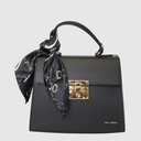 CRISANTEMO - Leather flap handbag with scarf - The Trend