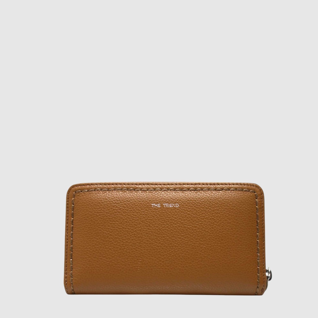 Portefeuille long à zip contour RFID en cuir – The Trend