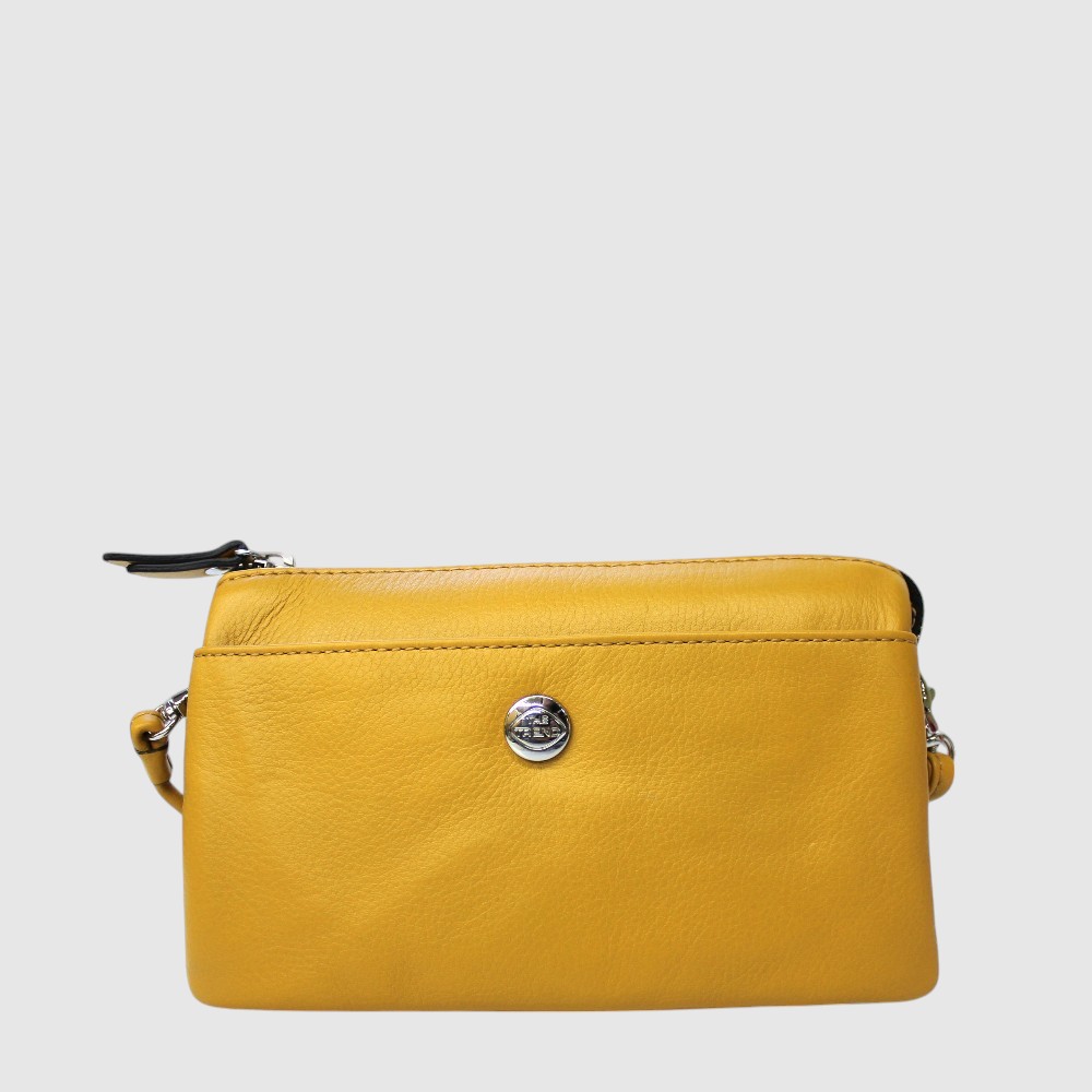 [155-2525542-10] Sac à main triple compartiment en cuir – The Trend (JAUNE)
