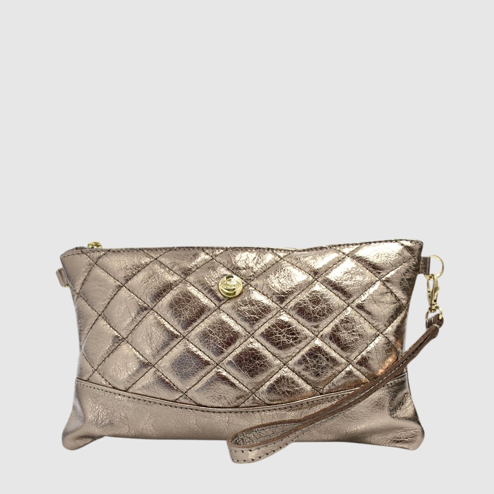 [155-3740175-270] SESTO - Leather evening clutch bag – The Trend (BRONZE)
