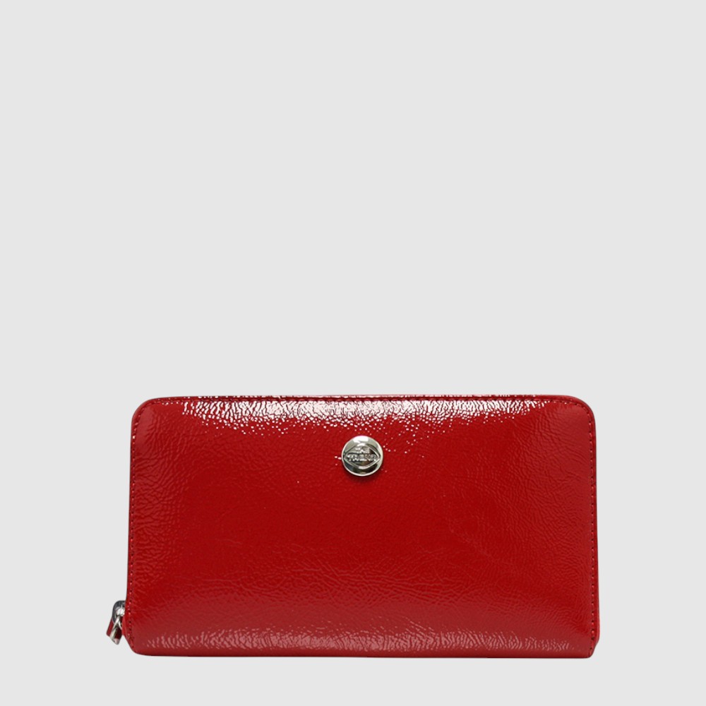 Portefeuille long RFID à zip contour en cuir lustré – The Trend