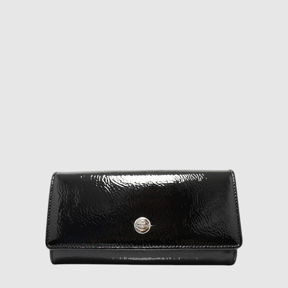 Long RFID tri-fold wallet in glossy leather – The Trend