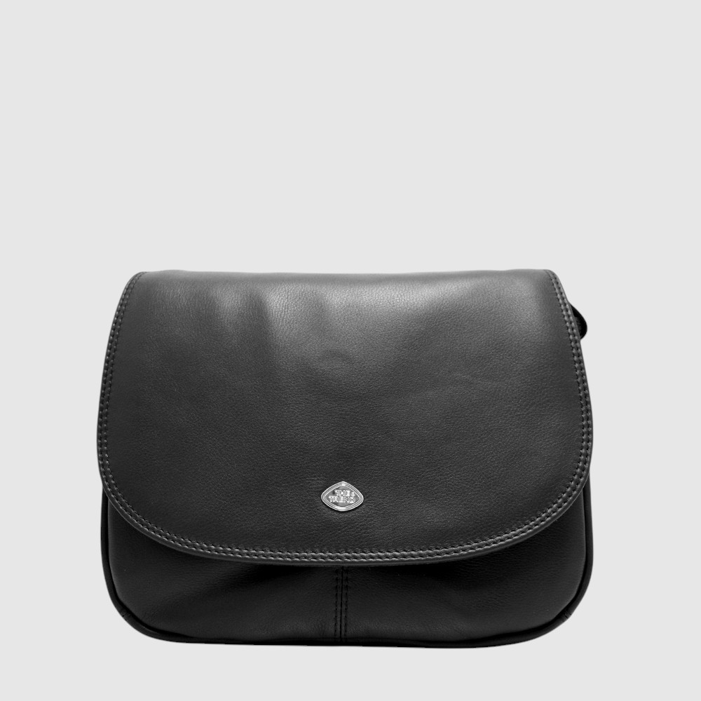[155-580512-80] Triple compartment leather handbag – The Trend (NOIR)