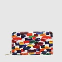Long RFID zip wallet in printed leather trim – The Trend