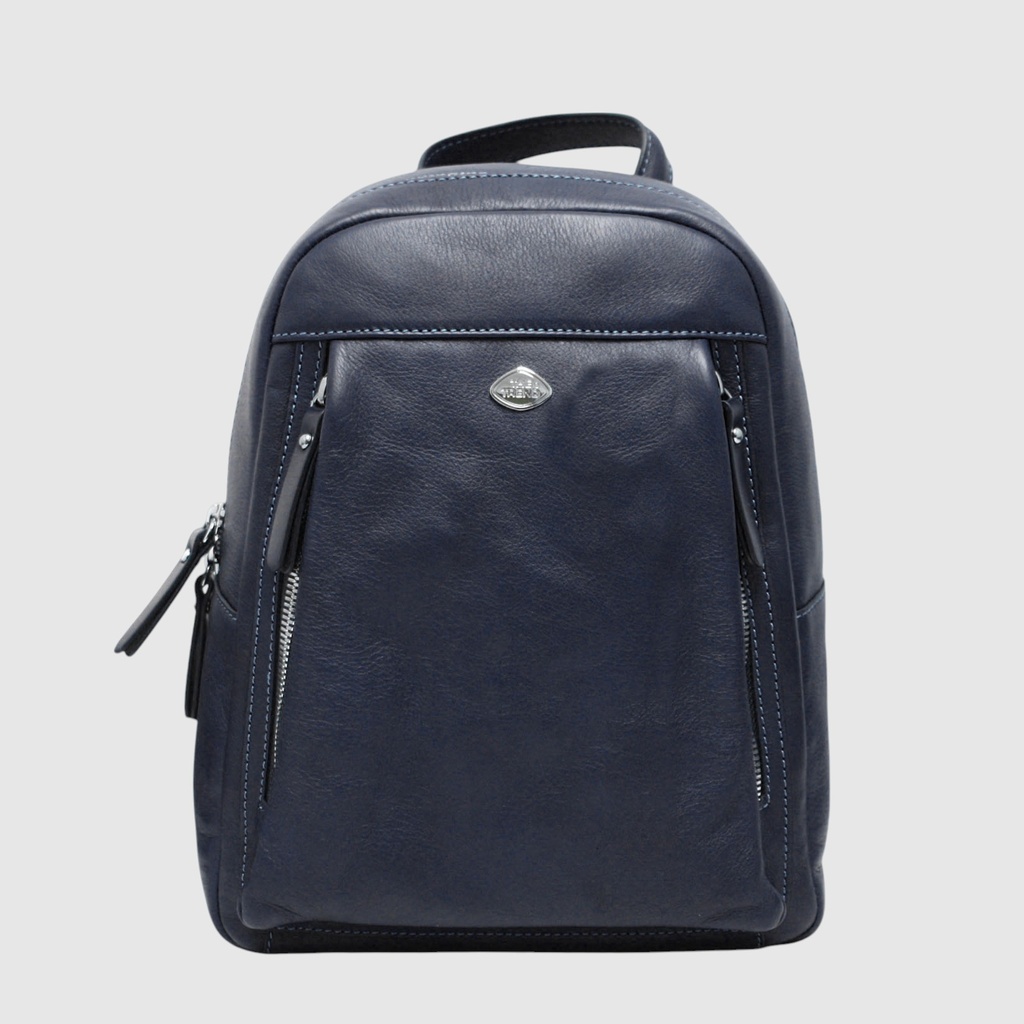 Sac à dos en cuir à deux zip avant - The Trend