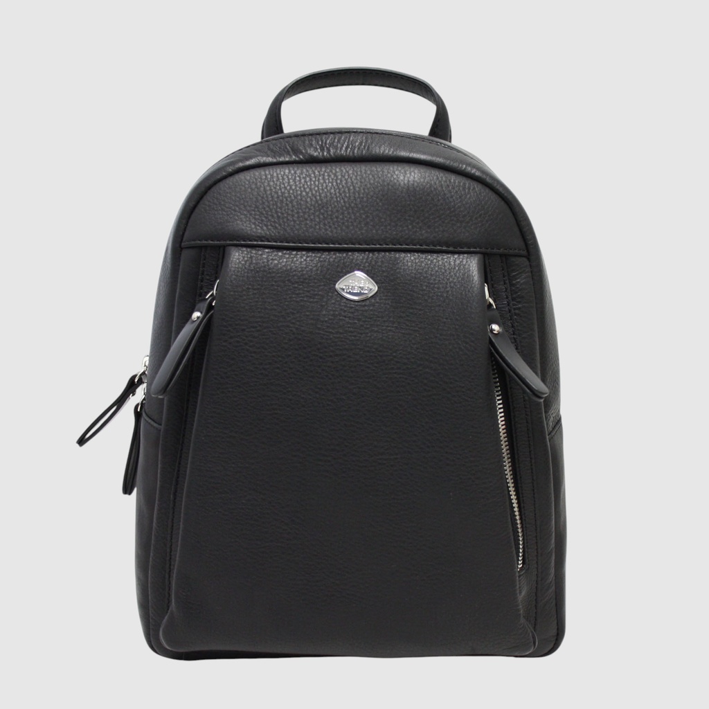 [155-584767-80] SAC A DOS CUIR 2 ZIP AVANT (NOIR)