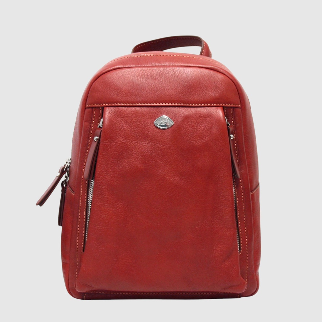 Sac à dos en cuir à deux zip avant - The Trend