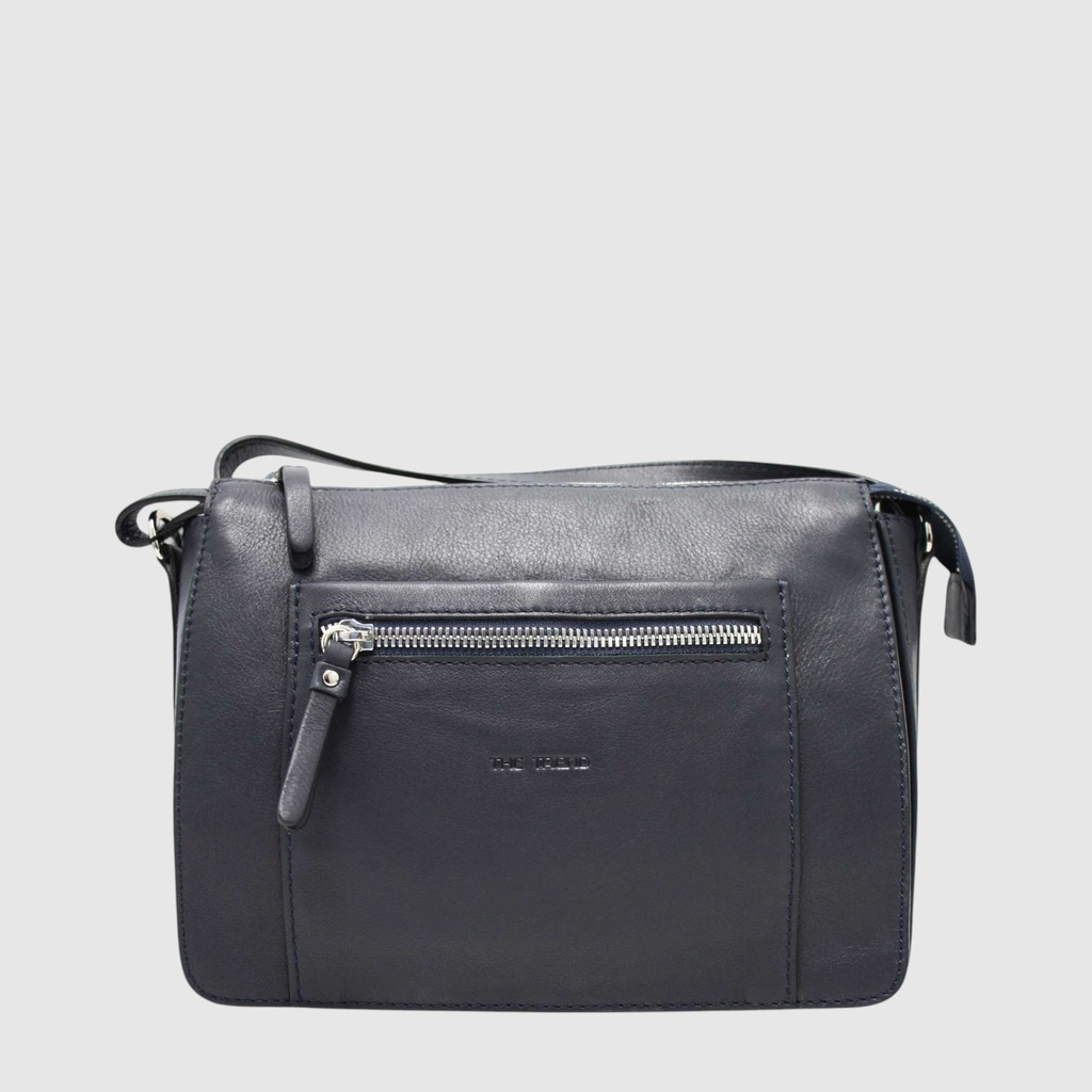 [155-584822-62] Sac à main organisateur en cuir triple compartiment – The Trend (MARINE)