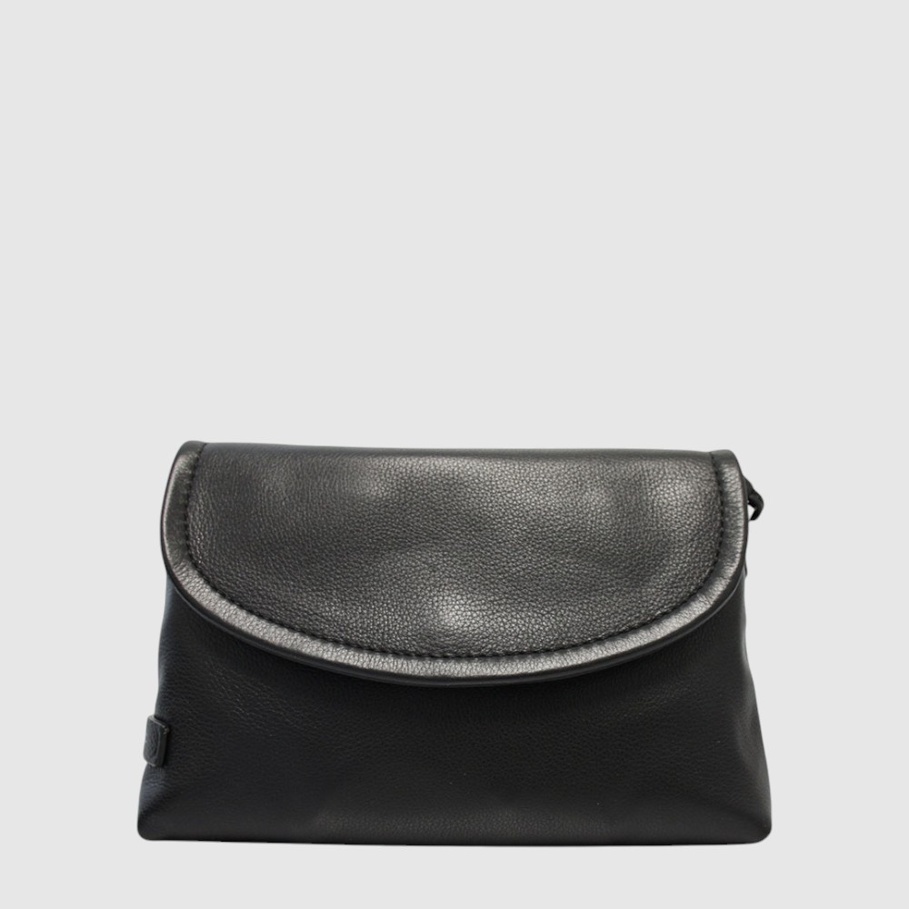 [155-584893L-80] Small leather flap handbag - The Trend (NOIR)
