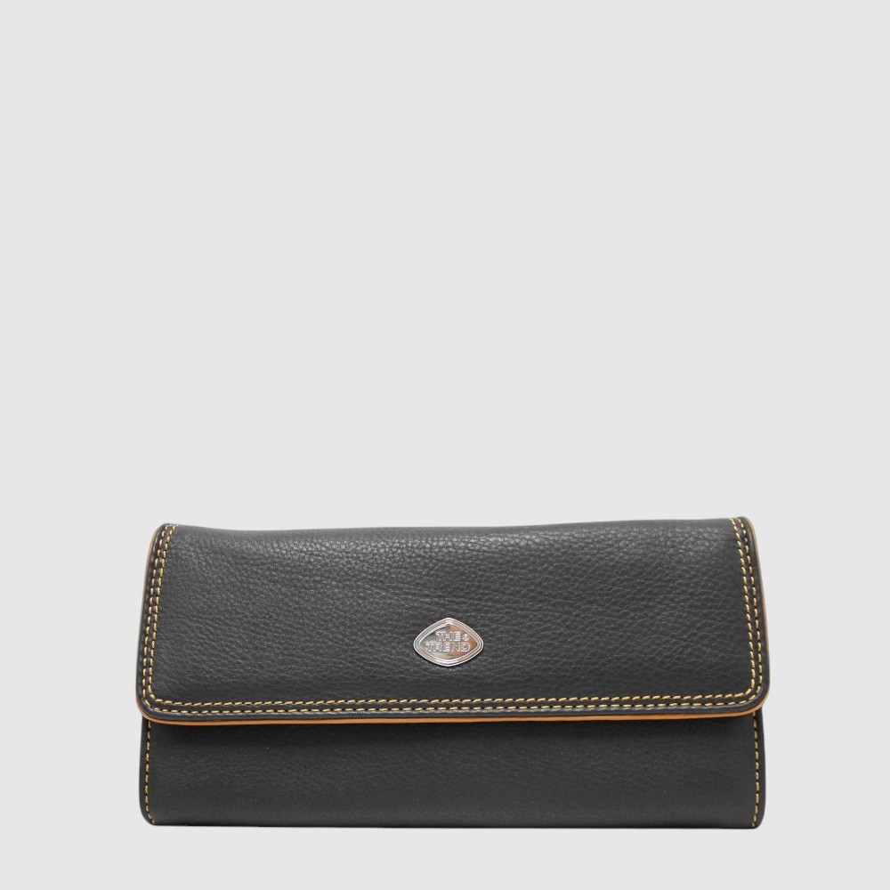 Portefeuille long en cuir RFID à trois volets - The Trend