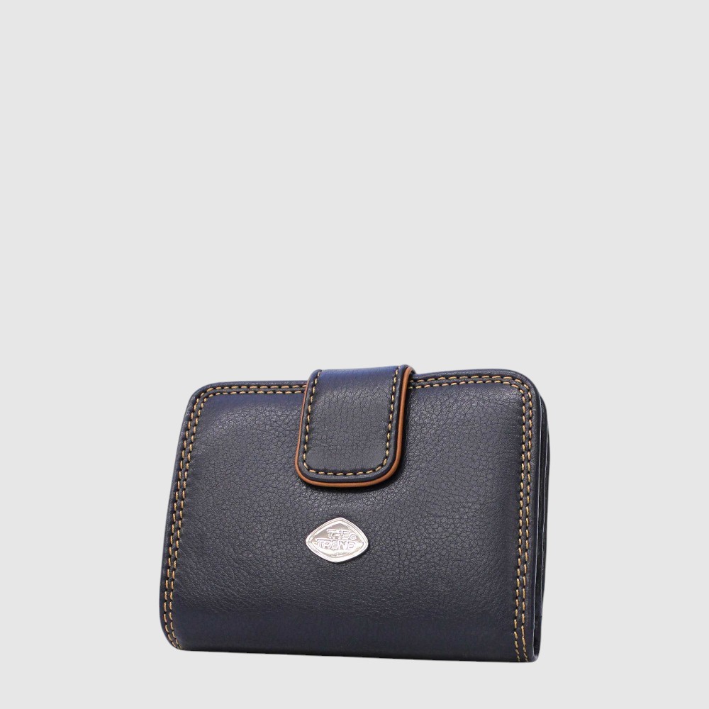 Portefeuille court en cuir RFID avec attache à bouton pression – The Trend