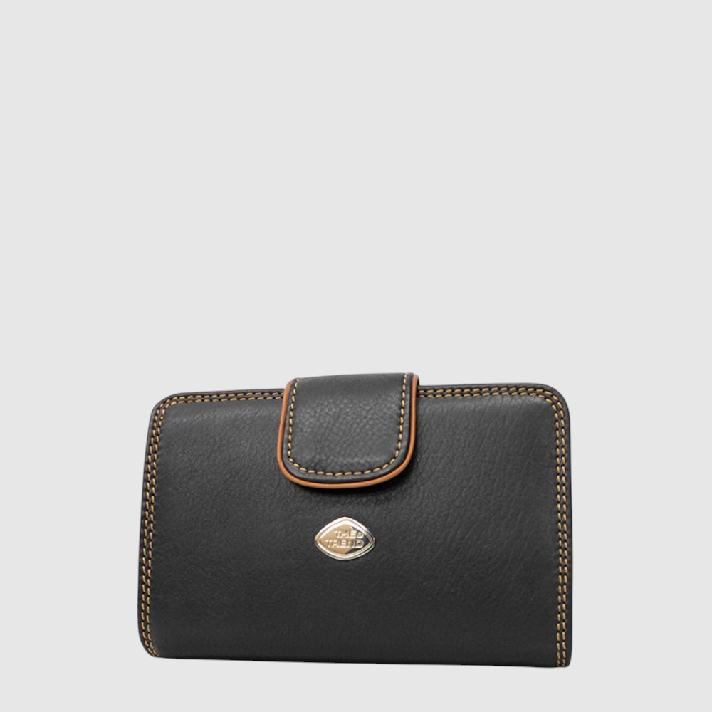 Portefeuille moyen en cuir RFID avec attache à bouton pression – The Trend