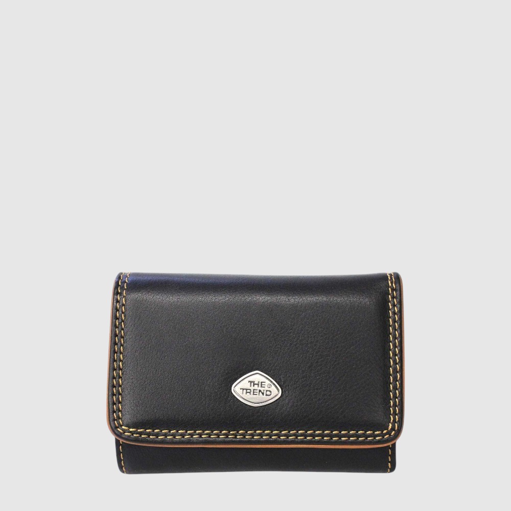 [155-588359-87] PORTEFEUILLE COURT RABAT CUIR (NOIR/COGNAC-BRANDY)