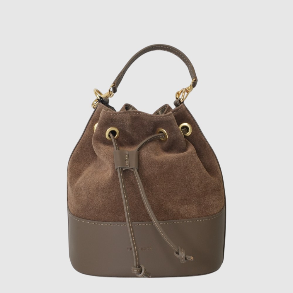 [155-6770119-160] SENAPE - Sac baluchon en cuir et suède - The Trend (TAUPE)