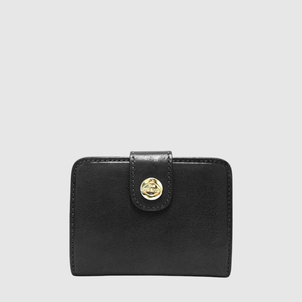 Portefeuille court en cuir RFID avec attache à bouton pression - The Trend