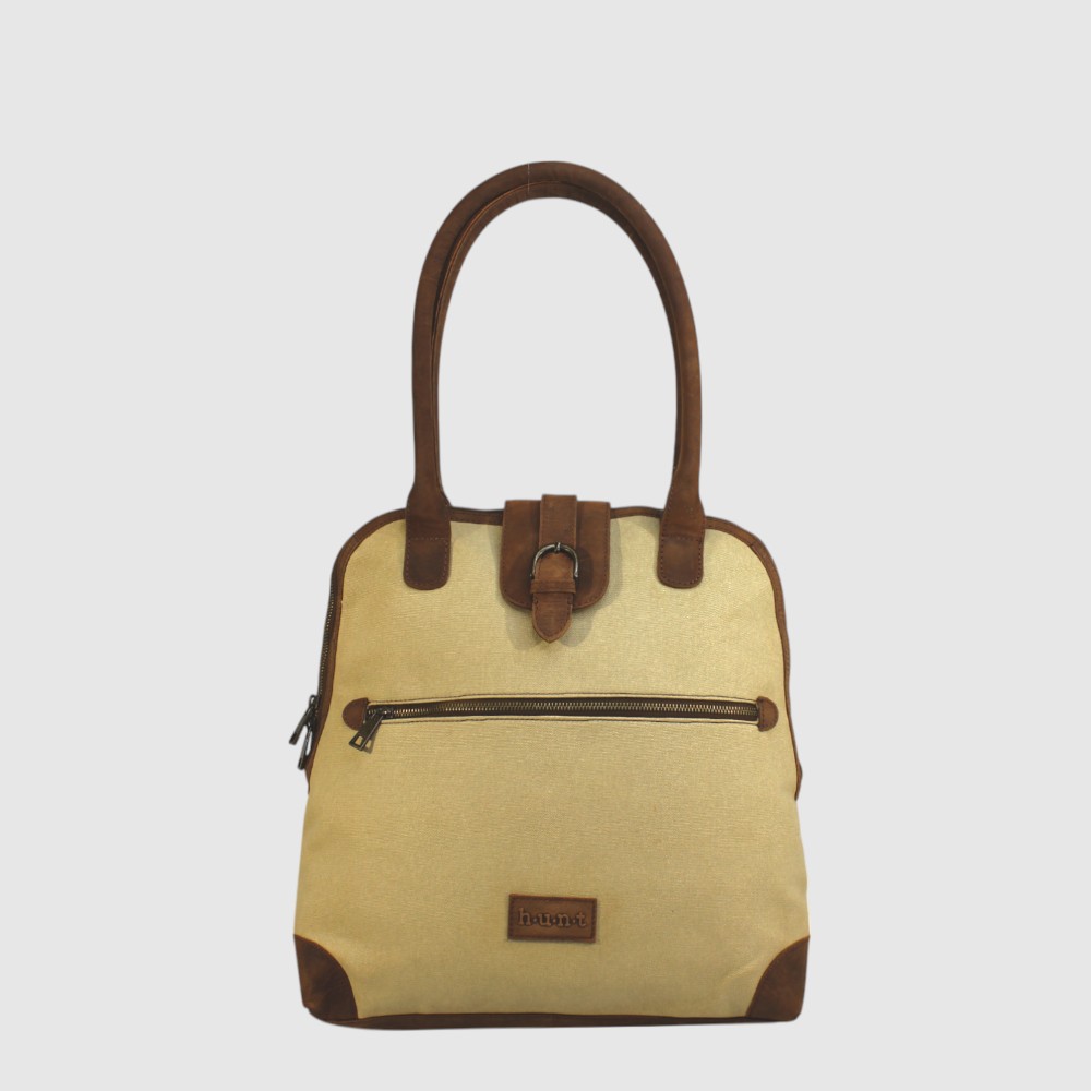 [133-5896-HUNTER-111] Sac à main en cuir et canevas avec poignées – H.U.N.T