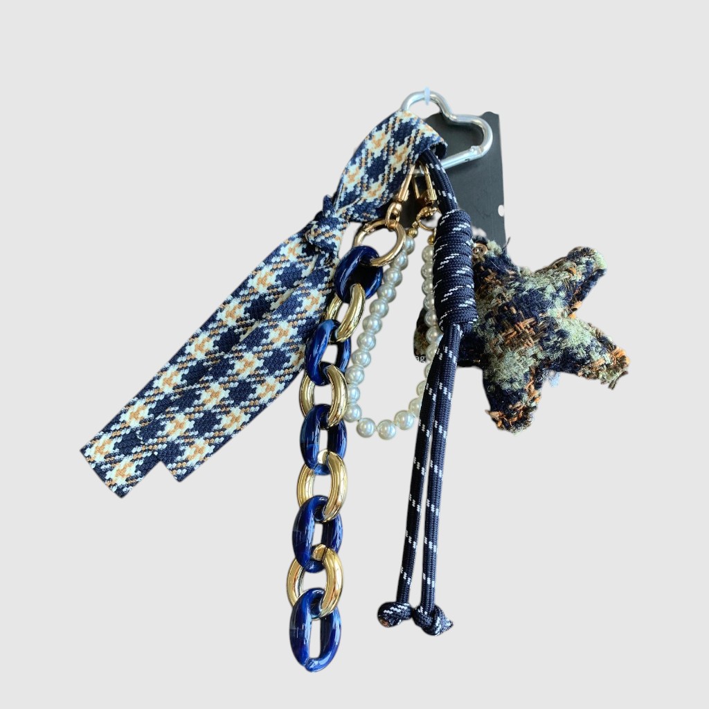 Set of star bag charms in tweed, rope, two-tone chain and bead – ZAC